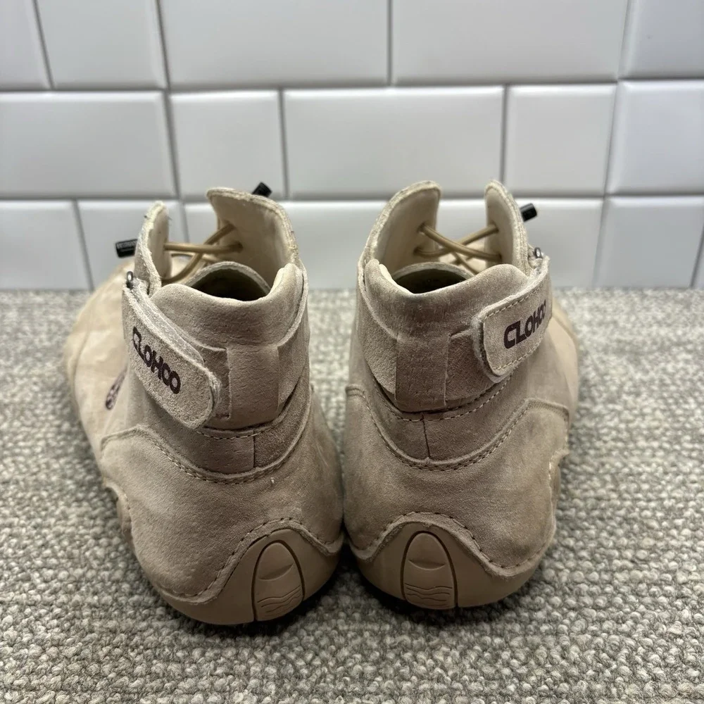 Clohoo Mens Beige Leather High Top Shoes Size 13 US‎ 48 Euro Ankle Casual Shoes